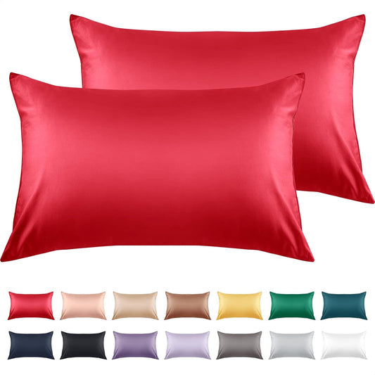 Warmstar Cotton Pillow Cases Standard Size Set of 2, 600 Thread Count Pillowcases 20x26 Inches, Soft Long Staple Cotton Pillowcases Breathable with Envelope Closure,Wine Red