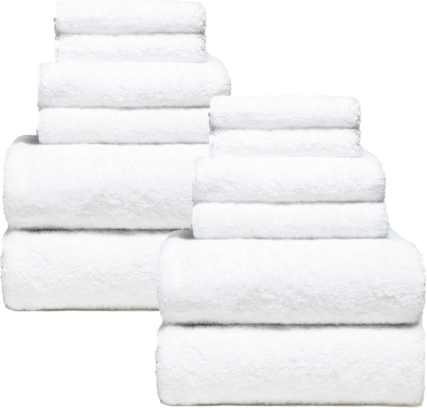 Italic Ultraplush 12-Piece Family Towel Set – Luxury Bath Towels, Hand Towels & Washcloths – Quick Dry, Plush & Absorbent 800GSM 100% Australian Cotton for Bathroom & Spa (White)
