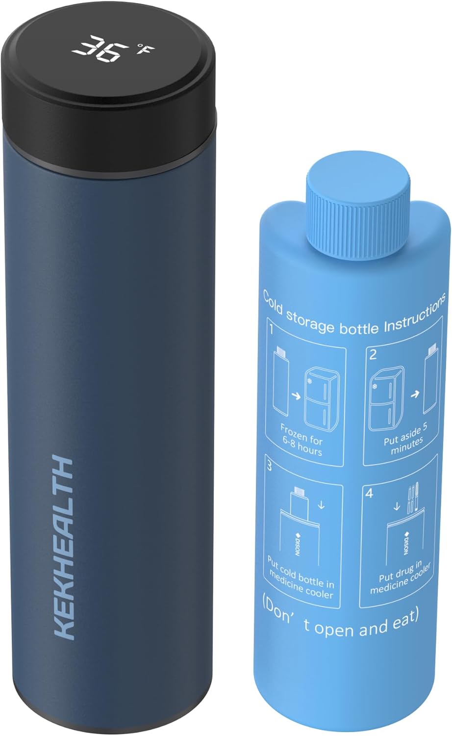 Compact 60H Insulin Cooler Travel Case Temp Display Medication Cooler for Travel Insulated Medicine Cooler Bag TSA Approved Ice Packs Diabetic Cooler with QR Medical Travel Tag(Navy Blue)