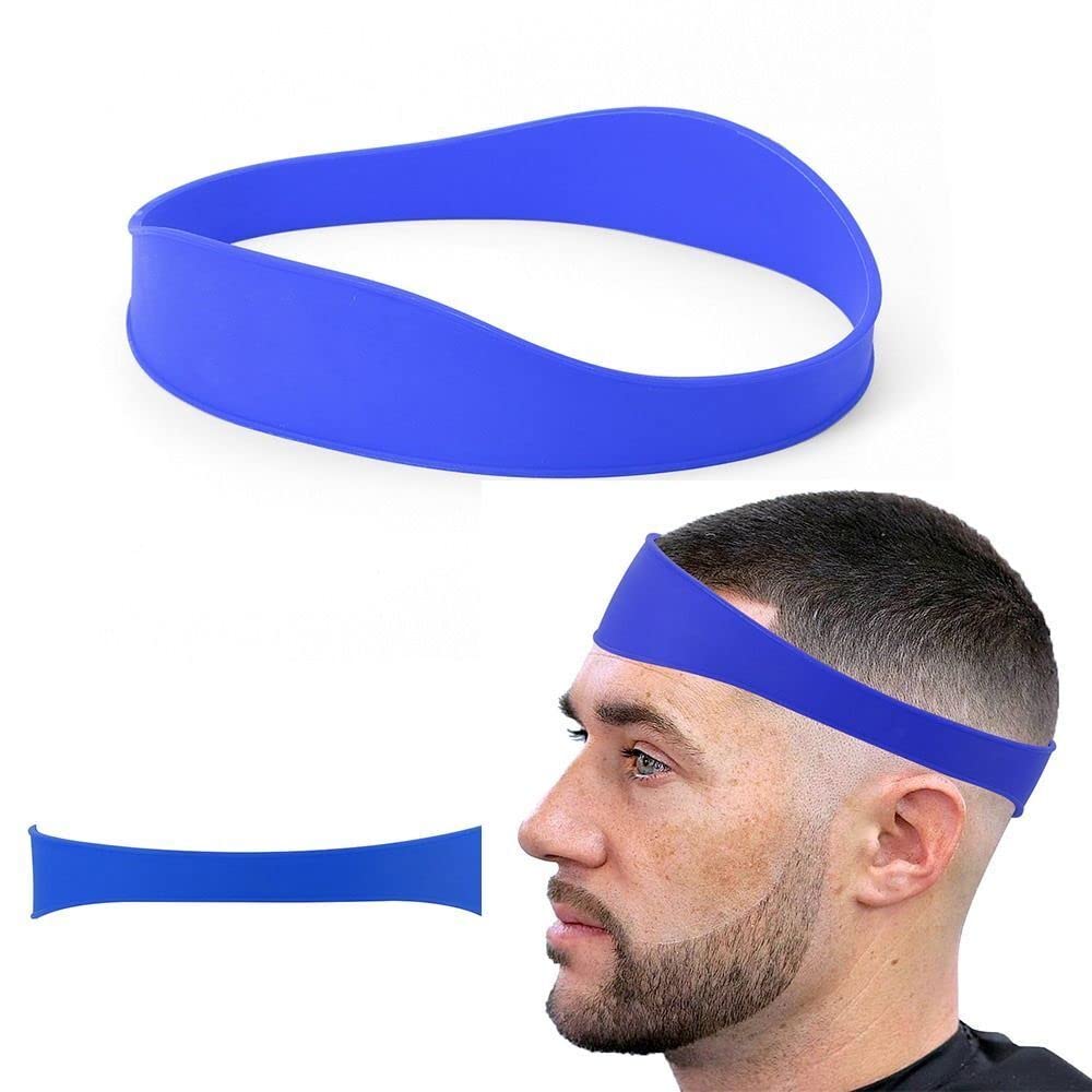 Neckline Shaving Template, Hair Cutting Guide Curved Neck Hair Shaving Template Soft Silicone Neckline Trimming Template for DIY Home Haircuts (Blue)