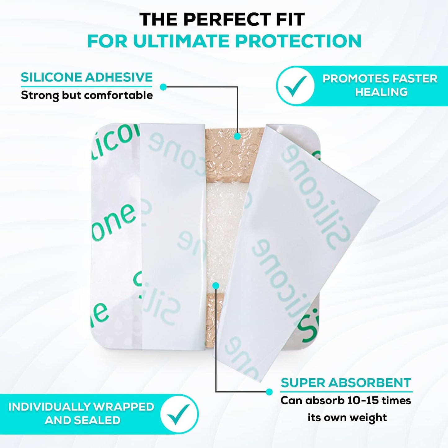 MedVanceTM Silicone - Bordered Silicone Adhesive Foam Dressing Size 2"x2" (1"x1" Pad), Box of 10 dressings