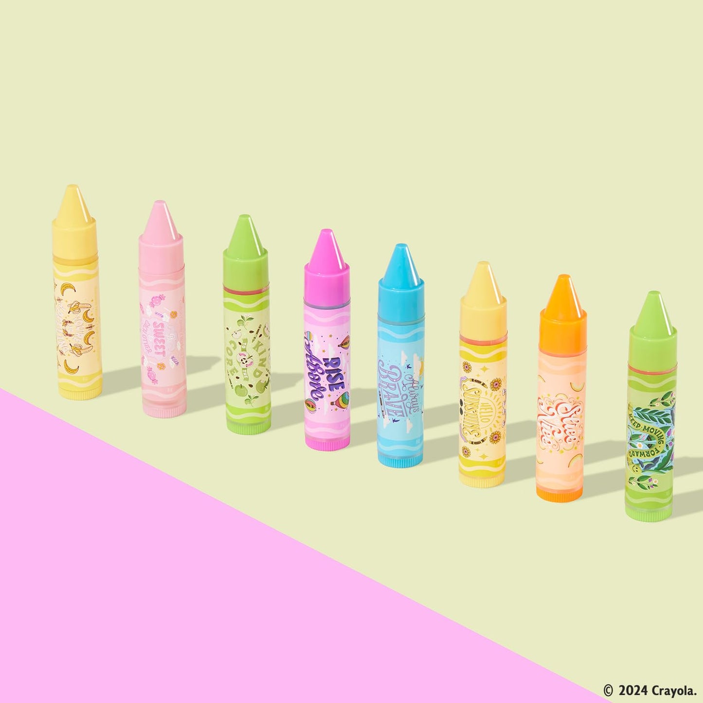 Lip Smacker Crayola Party Pack - 8 Moisturizing Lip Balms, Fun Flavors, Hydrating & Protecting, Glossy Finish - Cruelty-Free