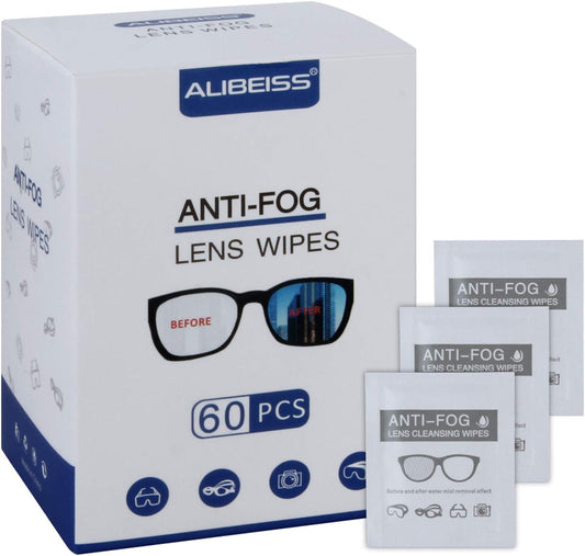Anti-Fog Lens Wipes Pre-Moistened Anti-Fog Wipes, 6inch X 5inch,for Eye Glasses (60 Pack)