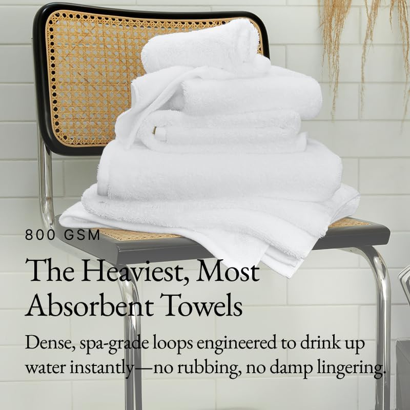 Italic Ultraplush Australian Cotton Washcloths - Set of 2 Luxury Plush Face Wash Cloths, Soft and Absorbent 800 GSM 100% Cotton Washcloth for Bathroom, Spa, Gym, Face and Body (White)