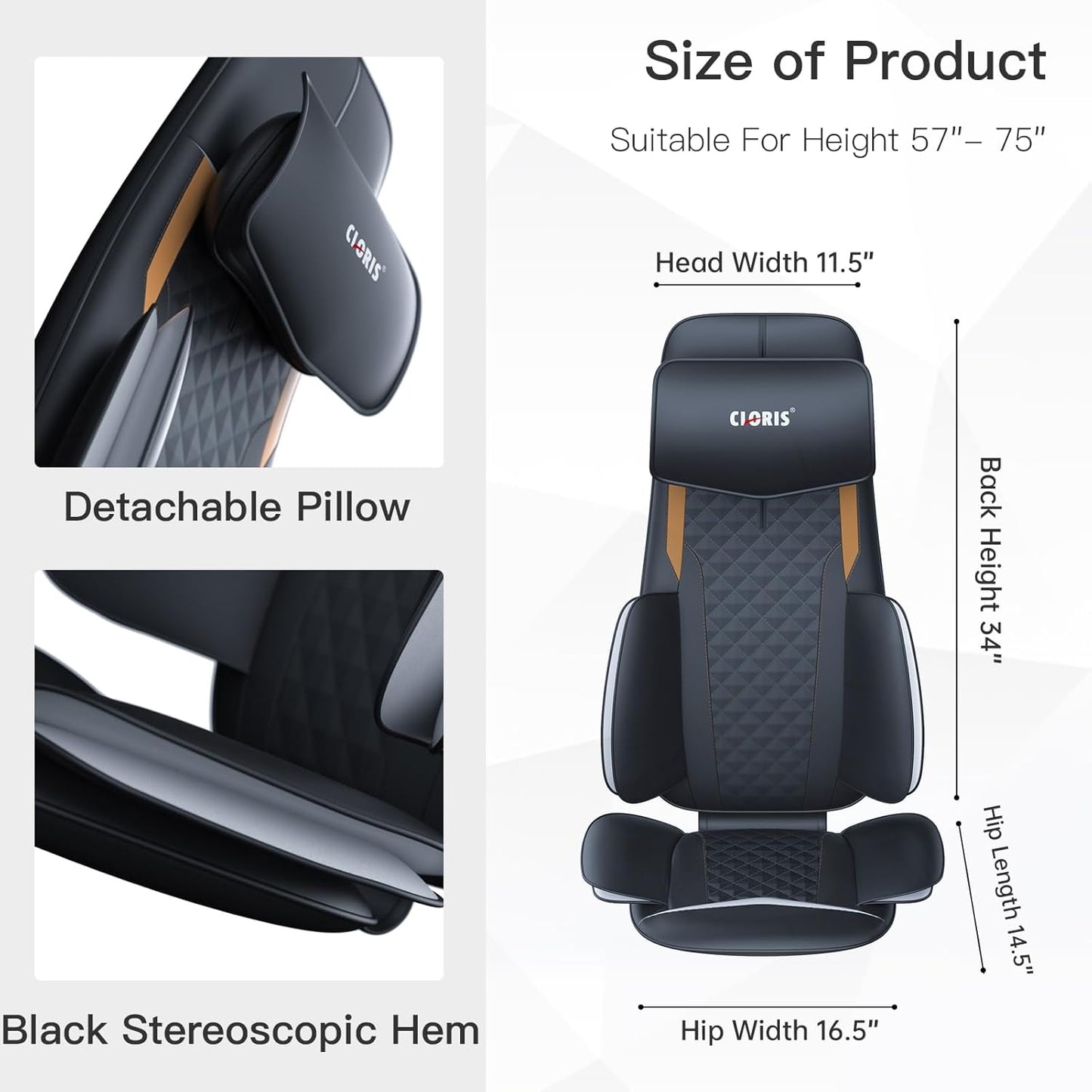 CLORIS Neck Back Massager with Heat, Automatic Adjustable Neckrest, 3D Shiatsu Compress & Rolling Massage Chair Pad for Full Body Relaxation, Home Office Chair Use, Gift for Family & Friends Blue