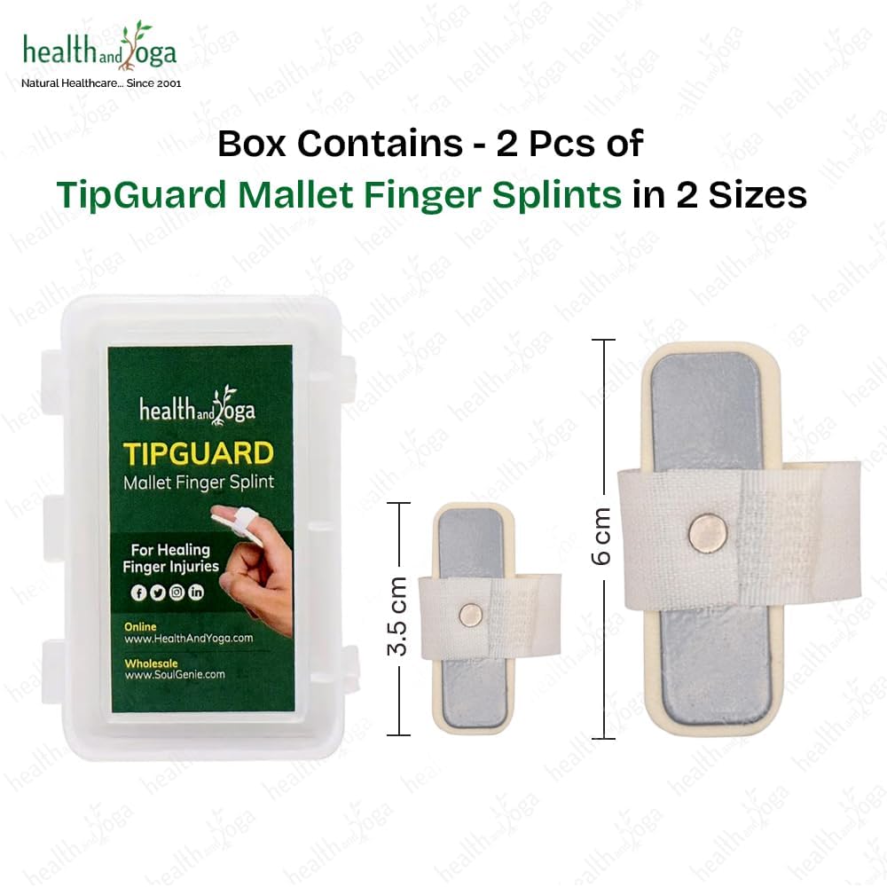 HealthAndYoga™ TipGuard Bendable Finger Splint for Mallet Finger Deformity -Post-Surgical Care- Adjustable Straightener -Trigger Finger Brace - 2 Sizes Set