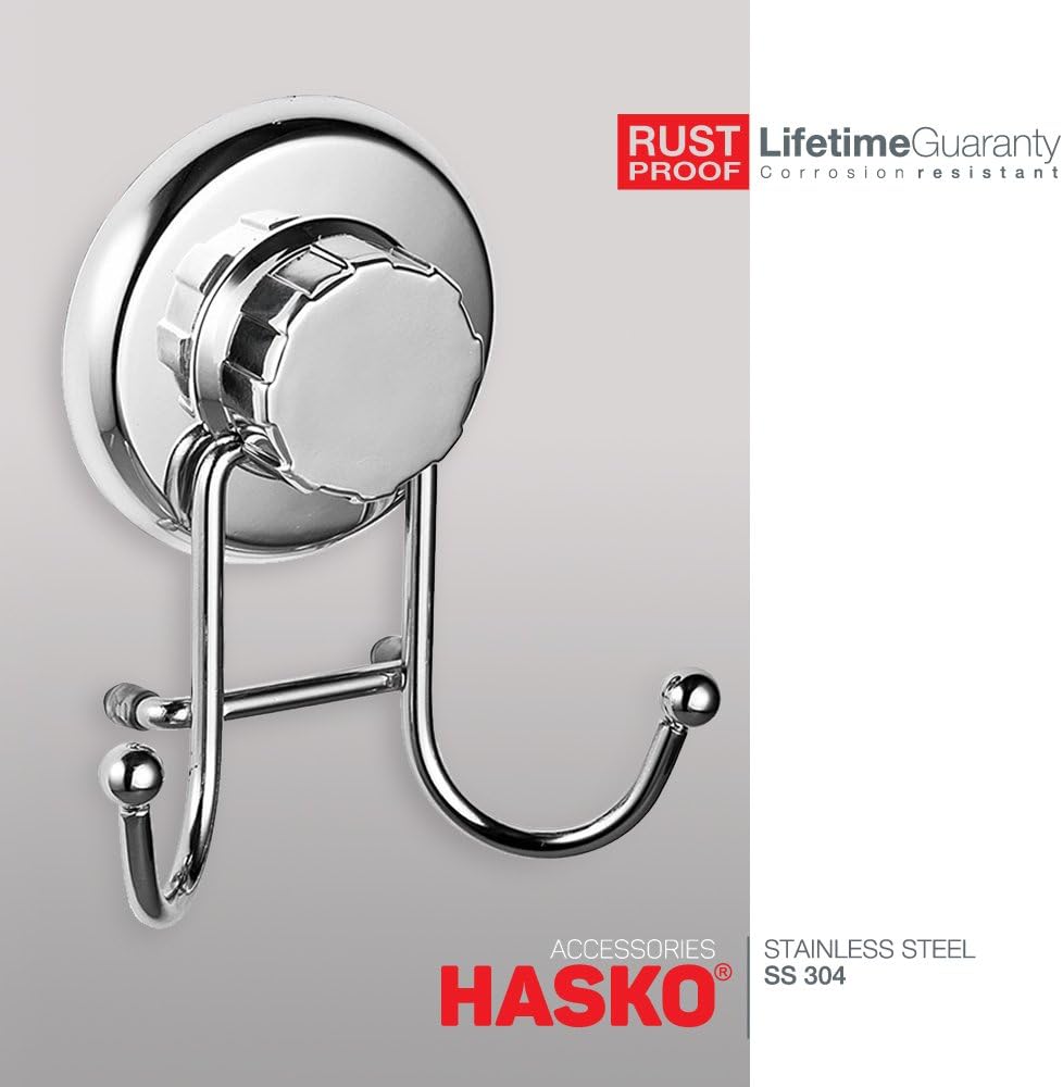 Powerful Vacuum Suction Cup Hooks Holder for Towel, Robe and Loofah - Stainless Steel Hook for Bathroom and Kitchen (Chrome)