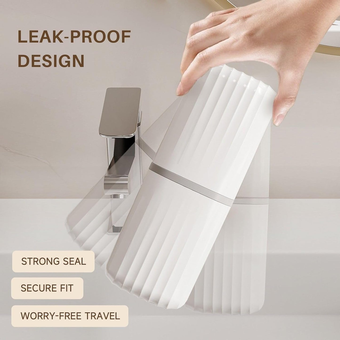 Toothbrush Travel Case, 2 in 1 Toothbrush Holder and Rinse Cup, Large Capacity Toothbrush Cup with Cover, Portable Travel Toothbrush Holder for Traveling, Camping, Trip - 1Pcs - White