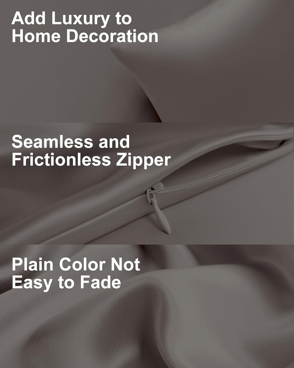 THXSILK 100% Mulberry Silk Pillowcase for Hair and Skin, Both Sides Pure Natural Silk Pillowcase, Soft Breathable Zipper Pillow Case, California King Size 20"x40", Dark Grey