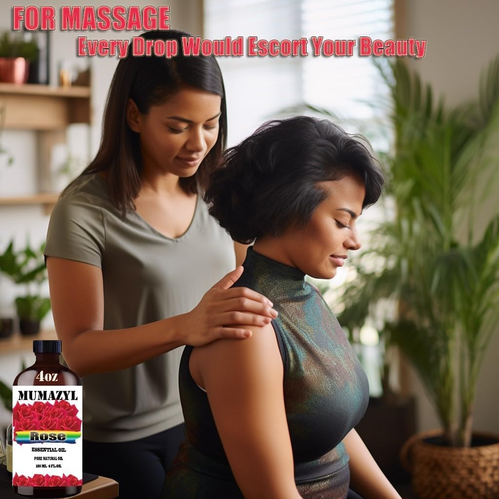 Rose Essential Oil, Rose Oil 4 Fl Oz 120ML for Diffuser Humidifier Yoga Cleaning DIY Candle Soap Making Essential Oils