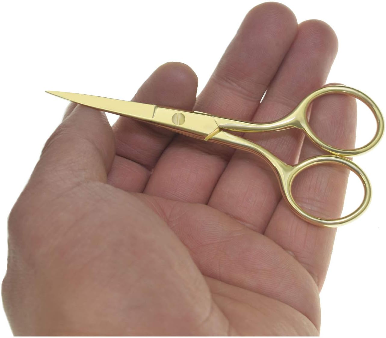 Multicolor Professional Grooming Scissors for Personal Care Facial Hair Removal and Ear Nose Eyebrow Trimming Stainless Steel Fine Straight Tip Scissors 3.9 Inch (Gold)
