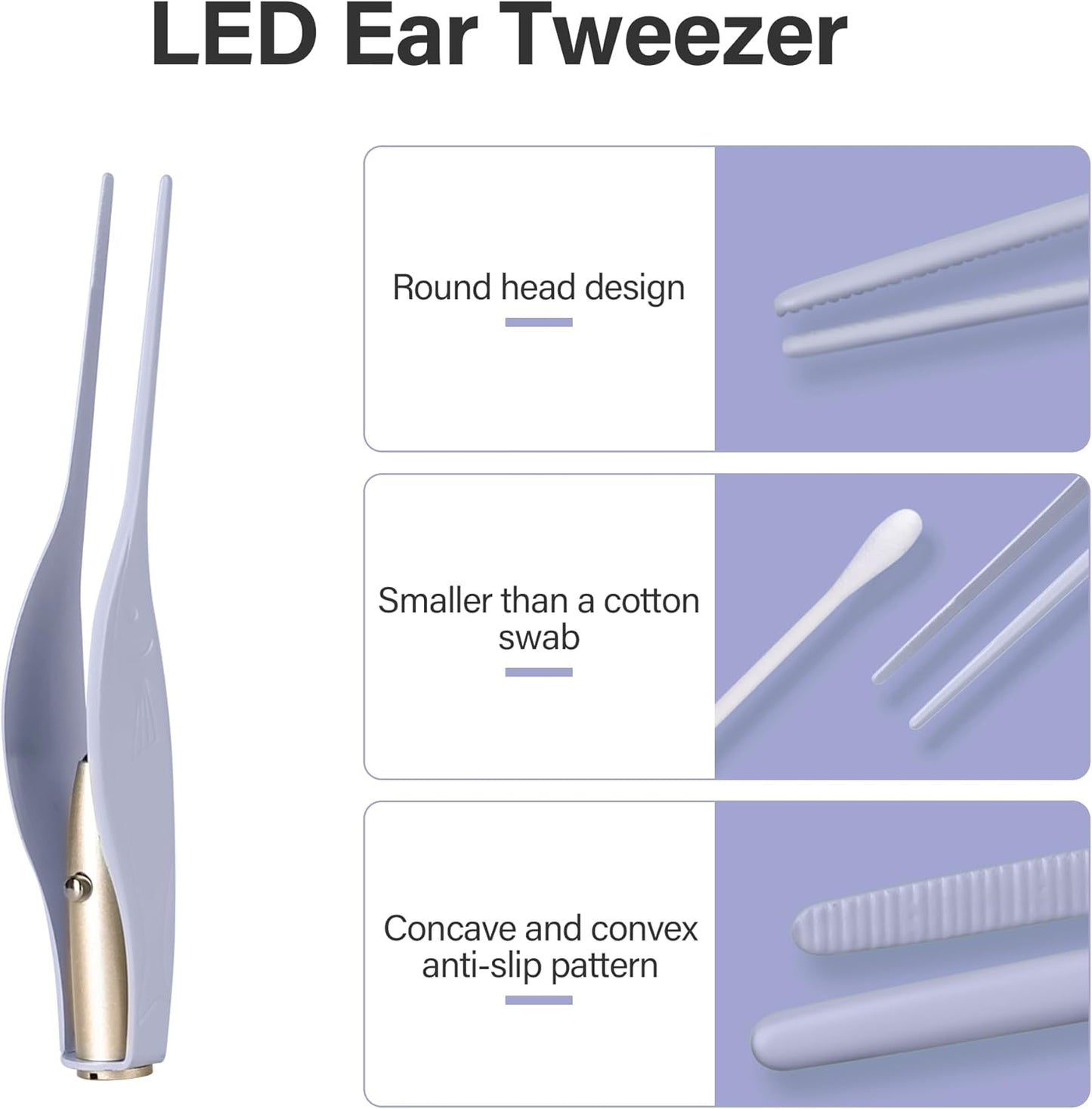 POZILAN Ear Cleaning Kit with LED Light - 15 Pack Ear Wax Removal Kit for Kids and Adults, Earwax Spoon Digger & Tweezers for Ear Cleaning Tool Present Set(Purple)