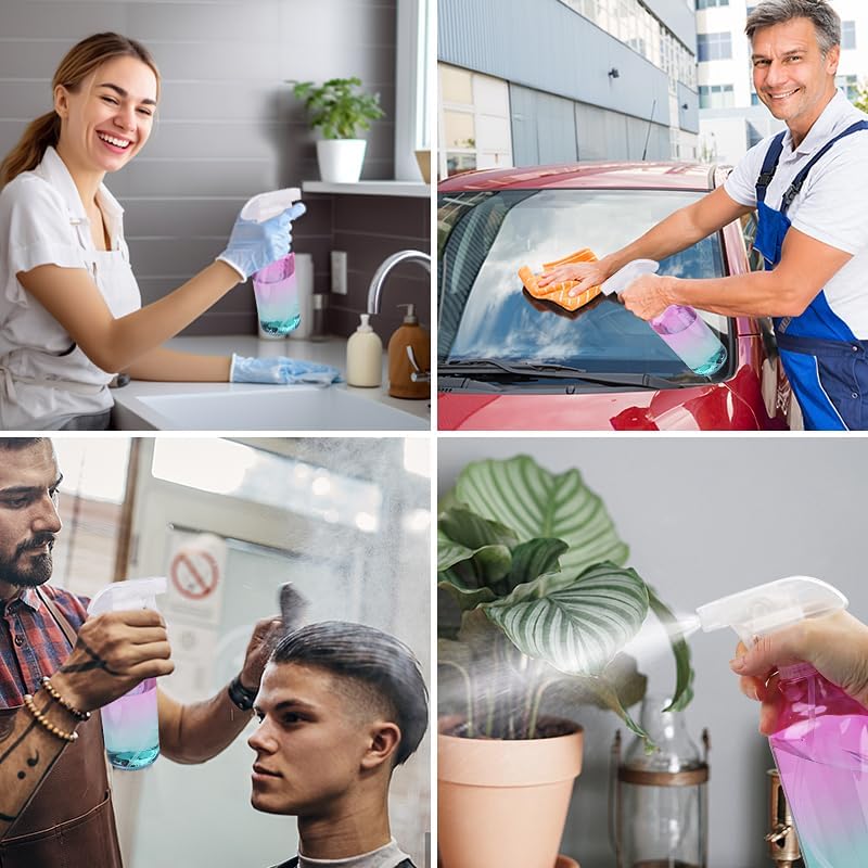 Spray Bottles Plastic Spray Bottle for Hair Mist/Stream Heavy Duty Empty Spray Bottles for Cleaning Solutions, Plants, Cooking (16.9oz-Gradient)