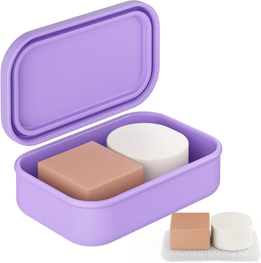 Quatish Solid Shampoo Bar Holder, Large Leakproof Travel Soap Case, Silicone Soap Box with Draining Layer, Enhanced Soap Container, Suitable for Camping, Gym, Bathroom, Outdoor Essentials, Purple