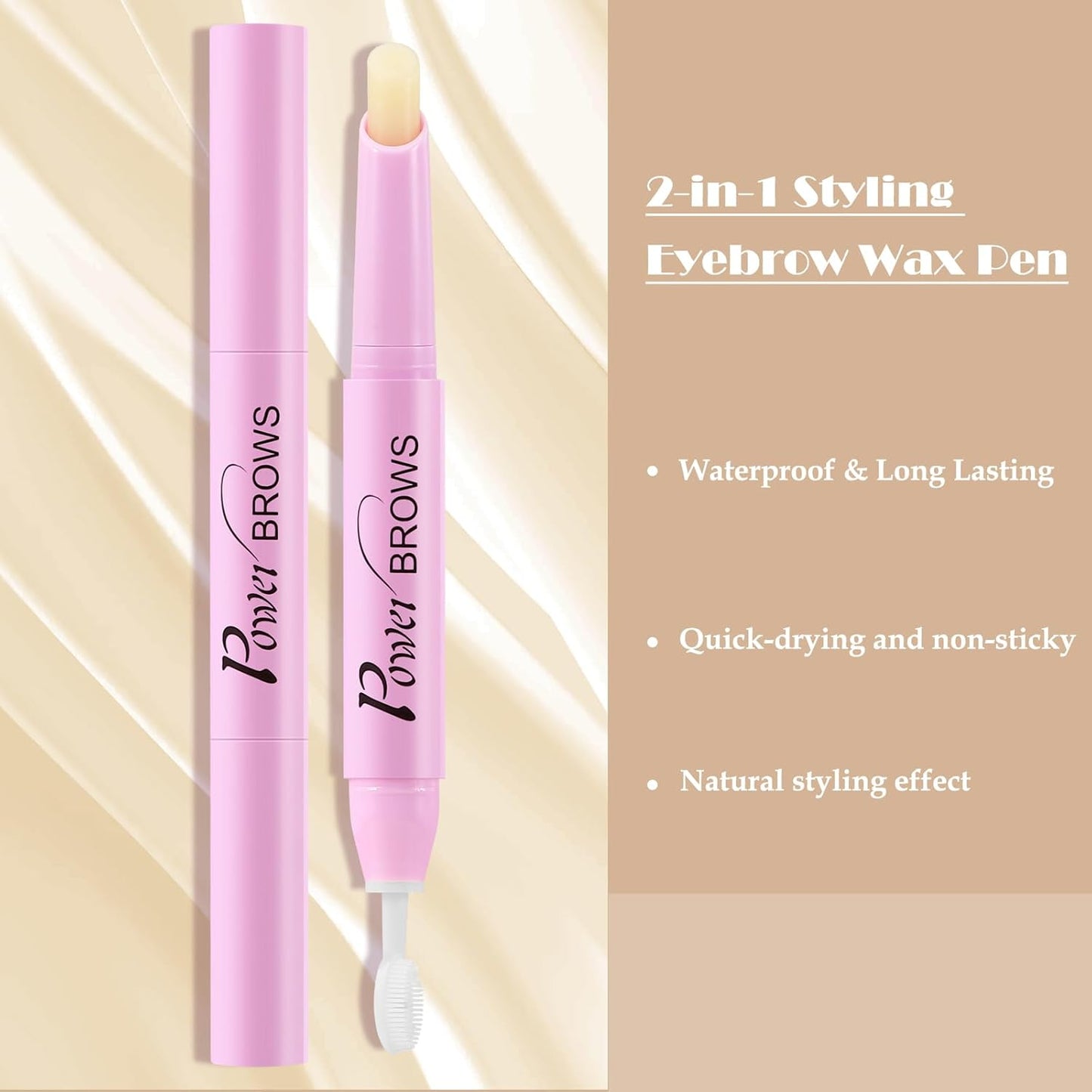 Boobeen Brow Wax Clear, Waterproof Eyebrow Wax Styling Pencil, Shaping with Slanted Tip Application, Long-Lasting Hold