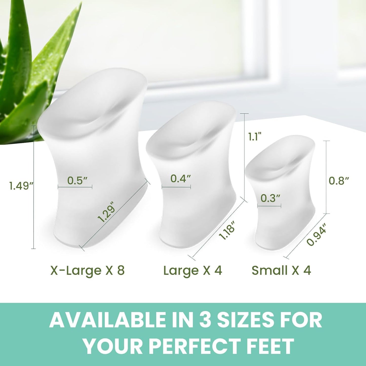 Welnove Upgraded Gel Toe Separators – 12-Pack Aloe Vera Extract Infused Silicone Toe Spacers for Straightening Overlapping Toes, Bunions, Calluses – Bunion Corrector for Men and Women (X-Large Size)