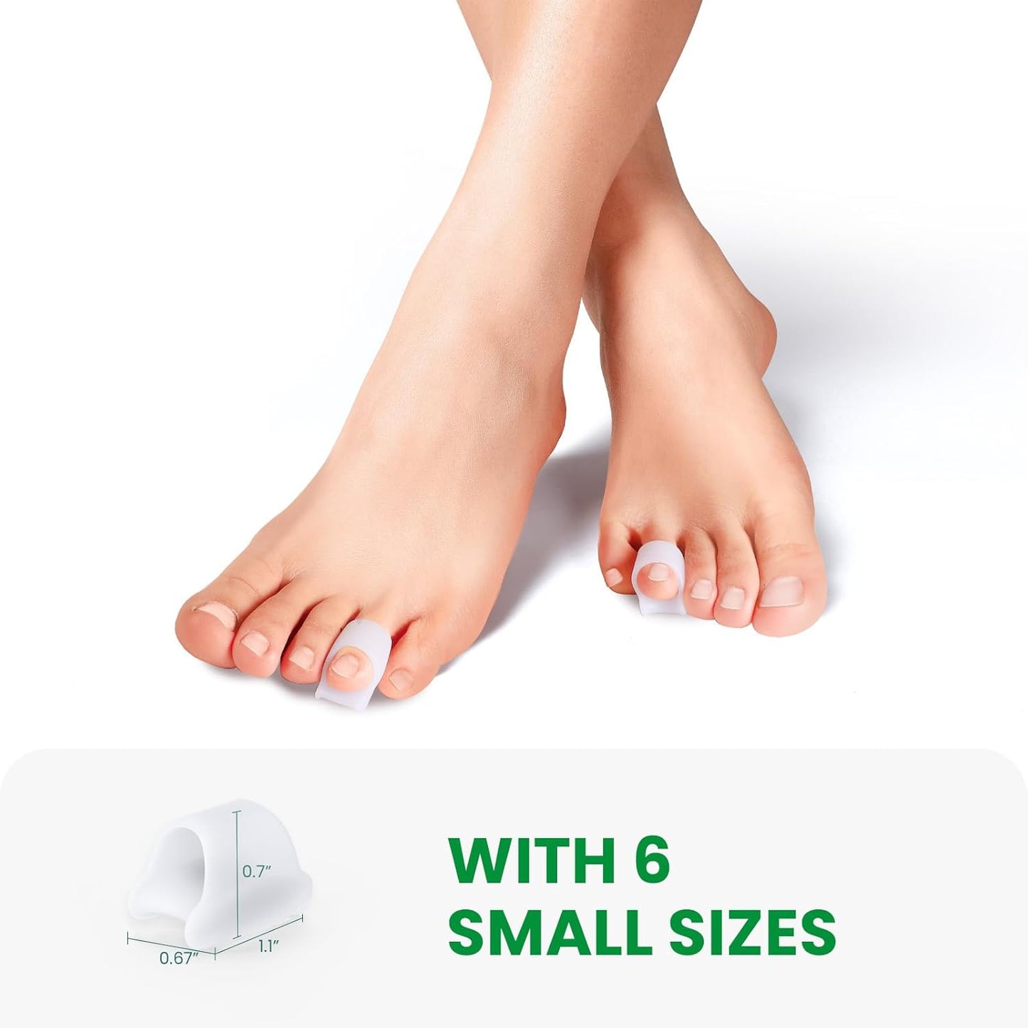 Bukihome Hammertoe Corrector - 6 Pack Toe Splints - Soft Gel Toe Straighteners - Realign Bent, Curled, Crooked, Claw, Hammer Toes - Toe Corrector for Men and Women, Small Sizes (White)