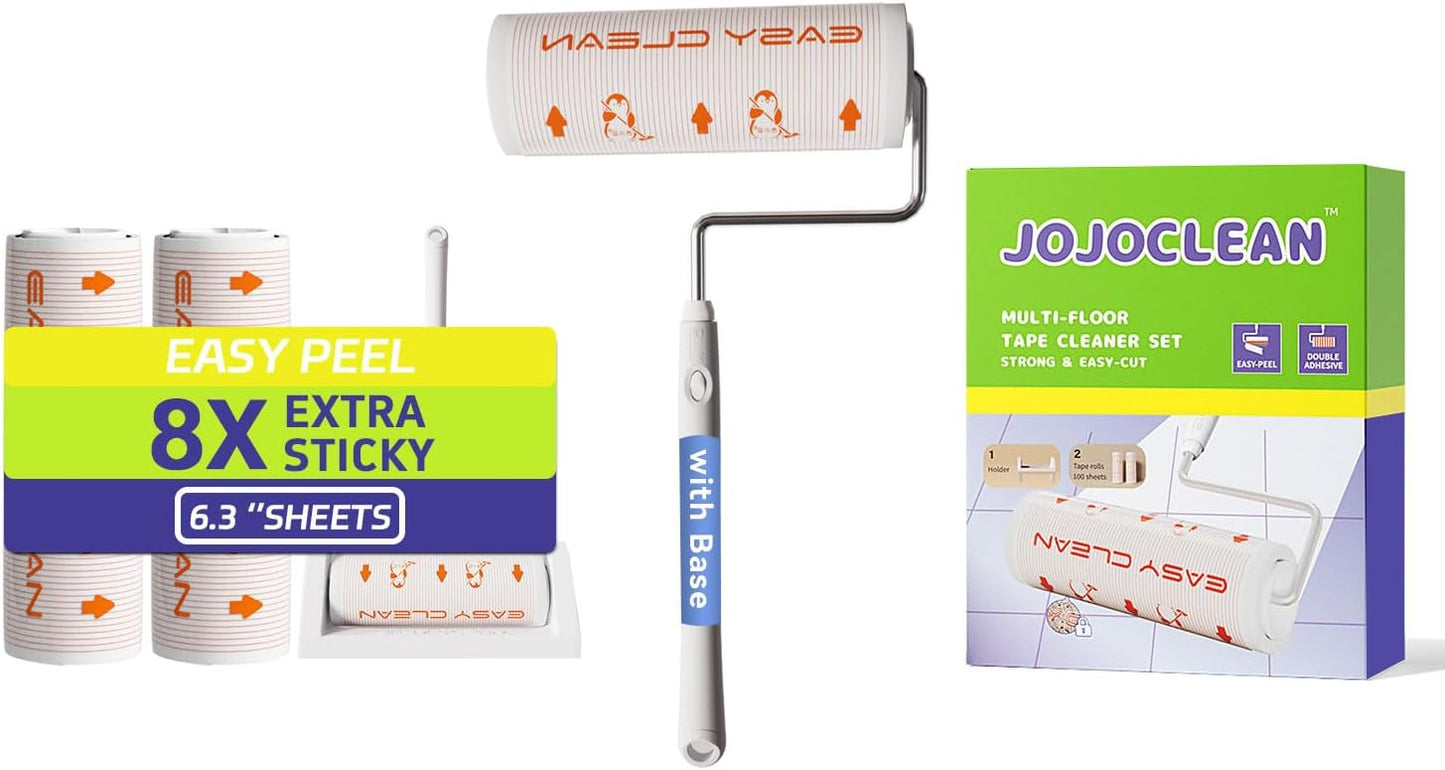 Jumbo Lint Roller,Large Lint Rollers for Pet Hair Extra Sticky Clothes - Ideal for Floors & Carpets, & Debris Removal 50-Sheets 2-Pack with Storage Tray