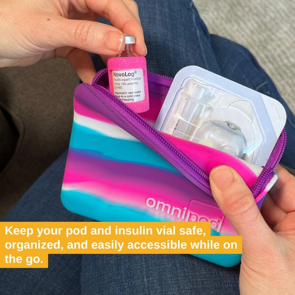 Omnipod Protective Travel Case | Silicone Storage fits an Insulin Vial and One Pod| Diabetic Care Products | Diabetes Supplies Organizer (Orange)