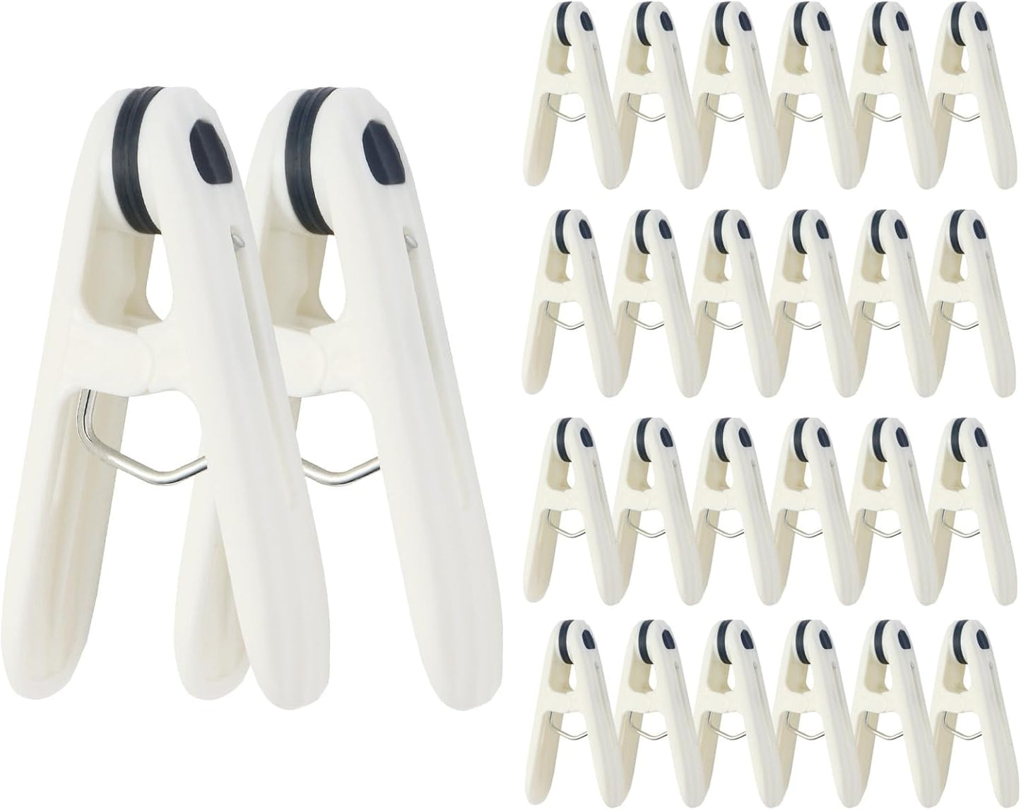 24 Pack Plastic Clothes Pins Heavy Duty Clothespins for Laundry, 2.36 Inch Clothesline Clips Clothes Pegs with No Trace Design, Windproof Clothes Clips for Hanging Clothes, Socks, Towel, Snack (Blue)