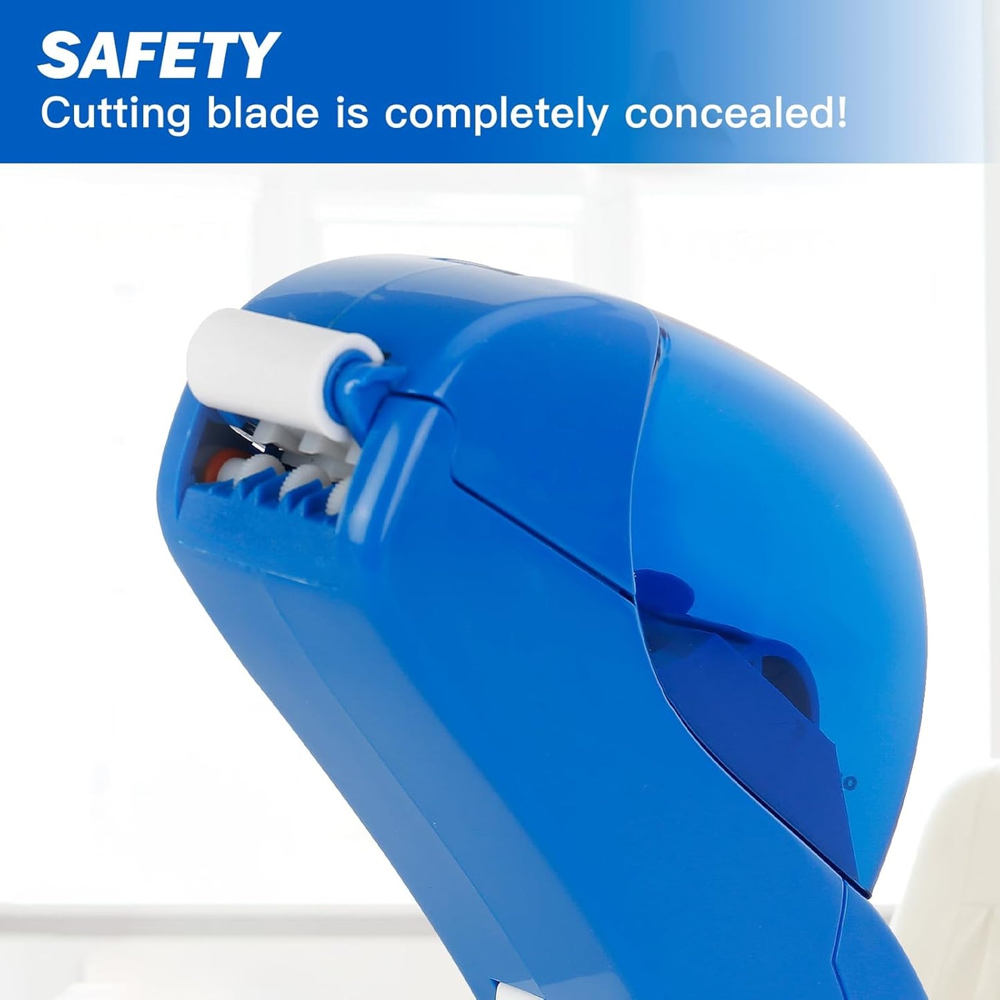 Eagle Automatic Tape Dispenser, Handheld & Portable Design, Office Tape Gun, One-Handed Operation with Safety Blade for Office, Home, DIY or Packaging (Includes 2 Free Tapes)(Blue)