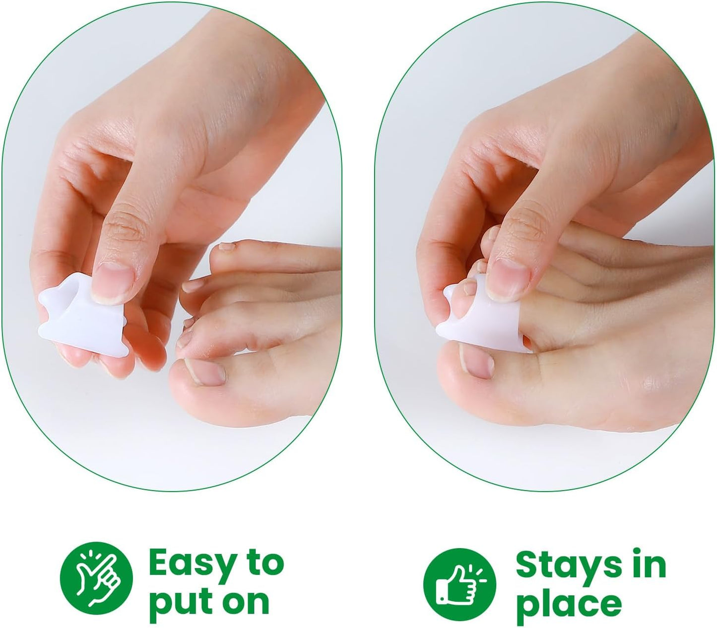 Bukihome Hammertoe Corrector - 6 Pack Toe Splints - Soft Gel Toe Straighteners - Realign Bent, Curled, Crooked, Claw, Hammer Toes - Toe Corrector for Men and Women, 3 Different Sizes (White)