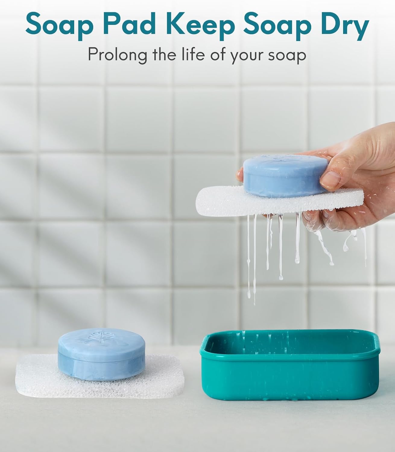 Quatish Solid Shampoo Bar Holder, Large Leakproof Travel Soap Case, Silicone Soap Box with Draining Layer, Enhanced Soap Container, Suitable for Camping, Gym, Bathroom, Outdoor Essentials, Green