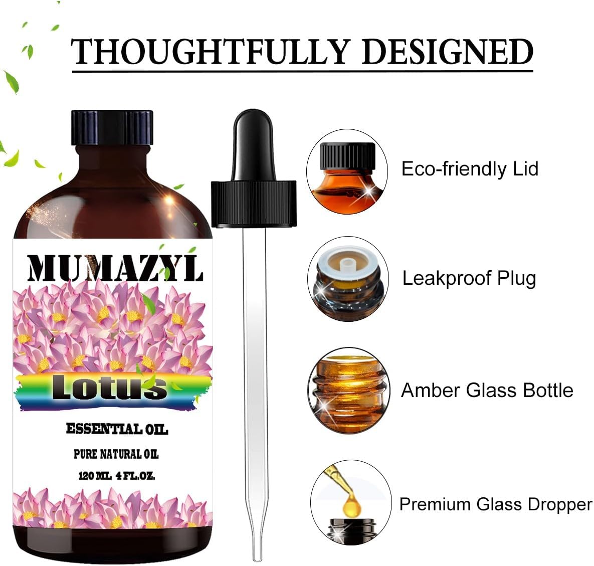 Lotus Essential Oil, Lotus Oil 4 Fl Oz 120ML for Diffuser Humidifier Yoga Cleaning DIY Candle Soap Making Essential Oils