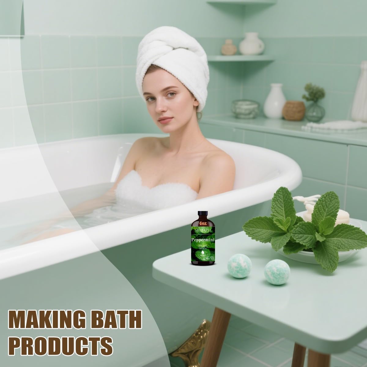 Peppermint Essential Oil, Peppermint Oil 4 Fl Oz 120ML for Diffuser Humidifier Yoga Cleaning DIY Candle Soap Making Essential Oils