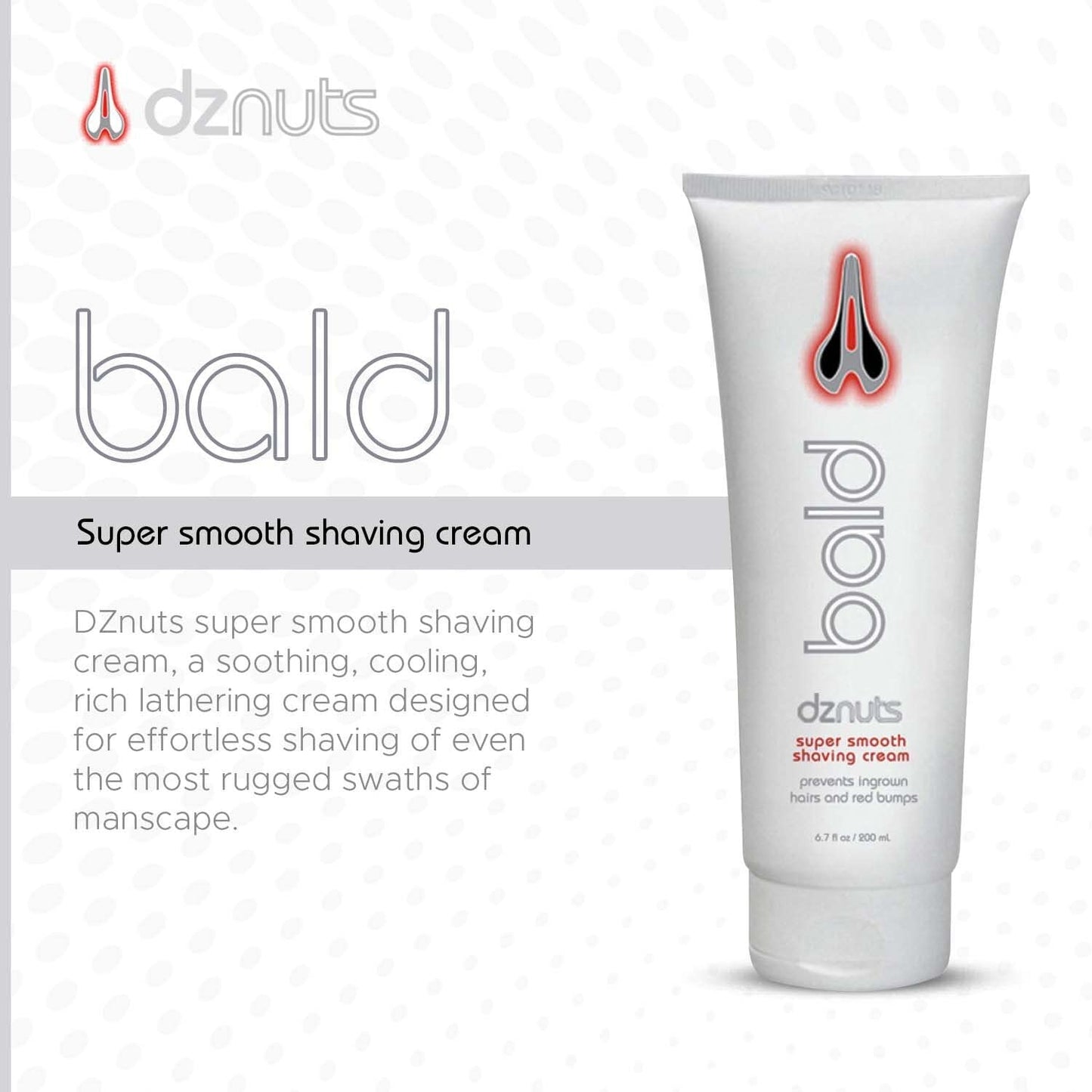 dznuts - Bald Super Smooth Shaving Cream - Prevents Razor Burns, Ingrown Hairs, Cooled and Moisturized Skin - 6.7 fl. oz, 2 Pack