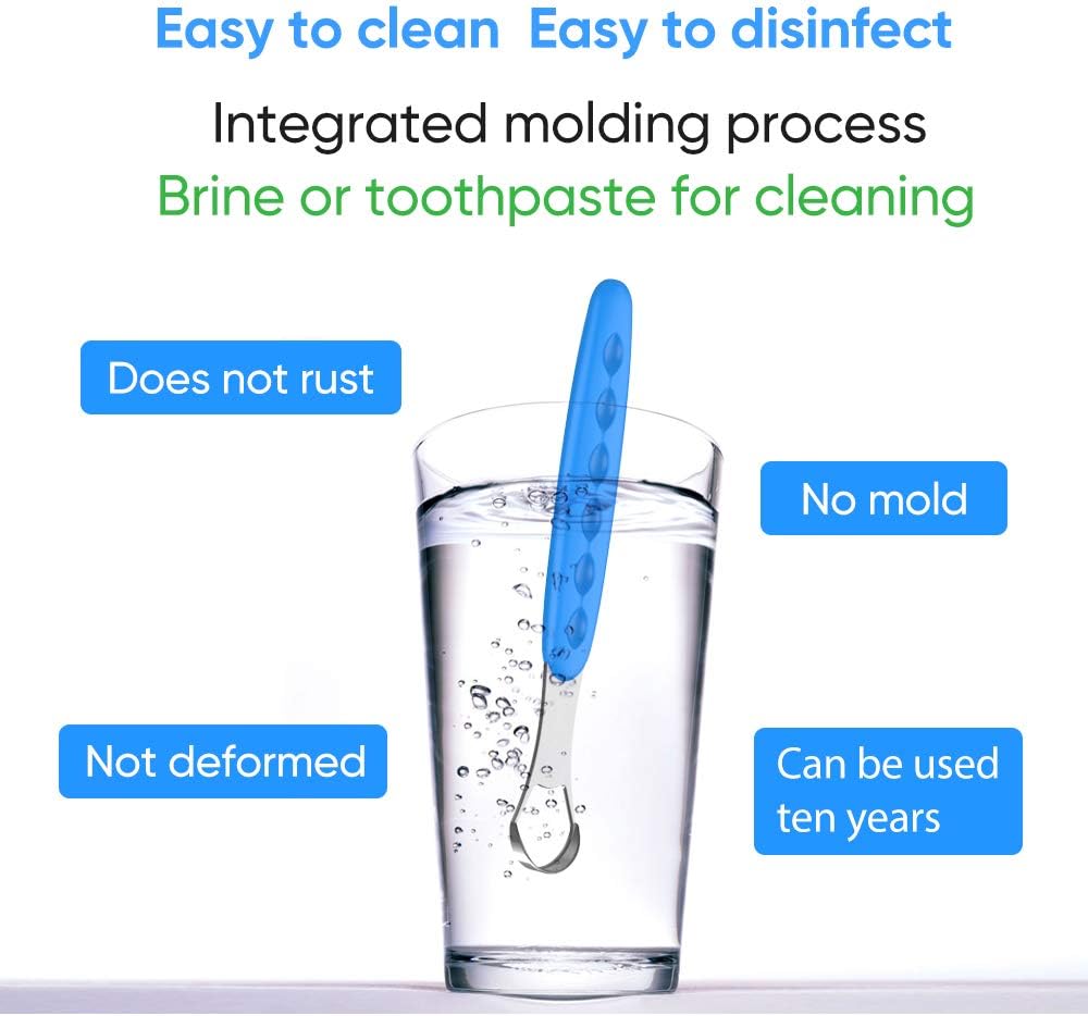 New Version Tongue Scraper Cleaner for Adults & Kids, Medical Grade Metal Tongue Brushes Set for Fresh Breath Dental Eliminate Bad Breath in Seconds