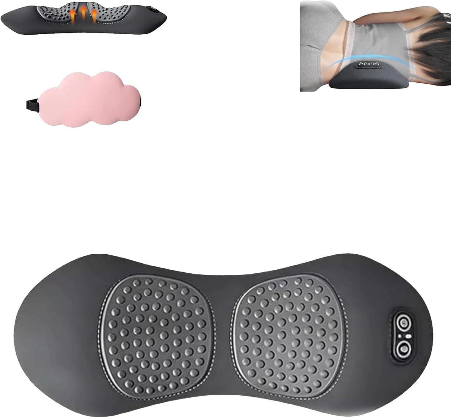 Triple Fusion Back Massager, 3-in-1 Back Massager with Traction Lifting, Electric Fusion Massager with Lifting and Vibration Massage and Heat Compress Against Pain (Black)