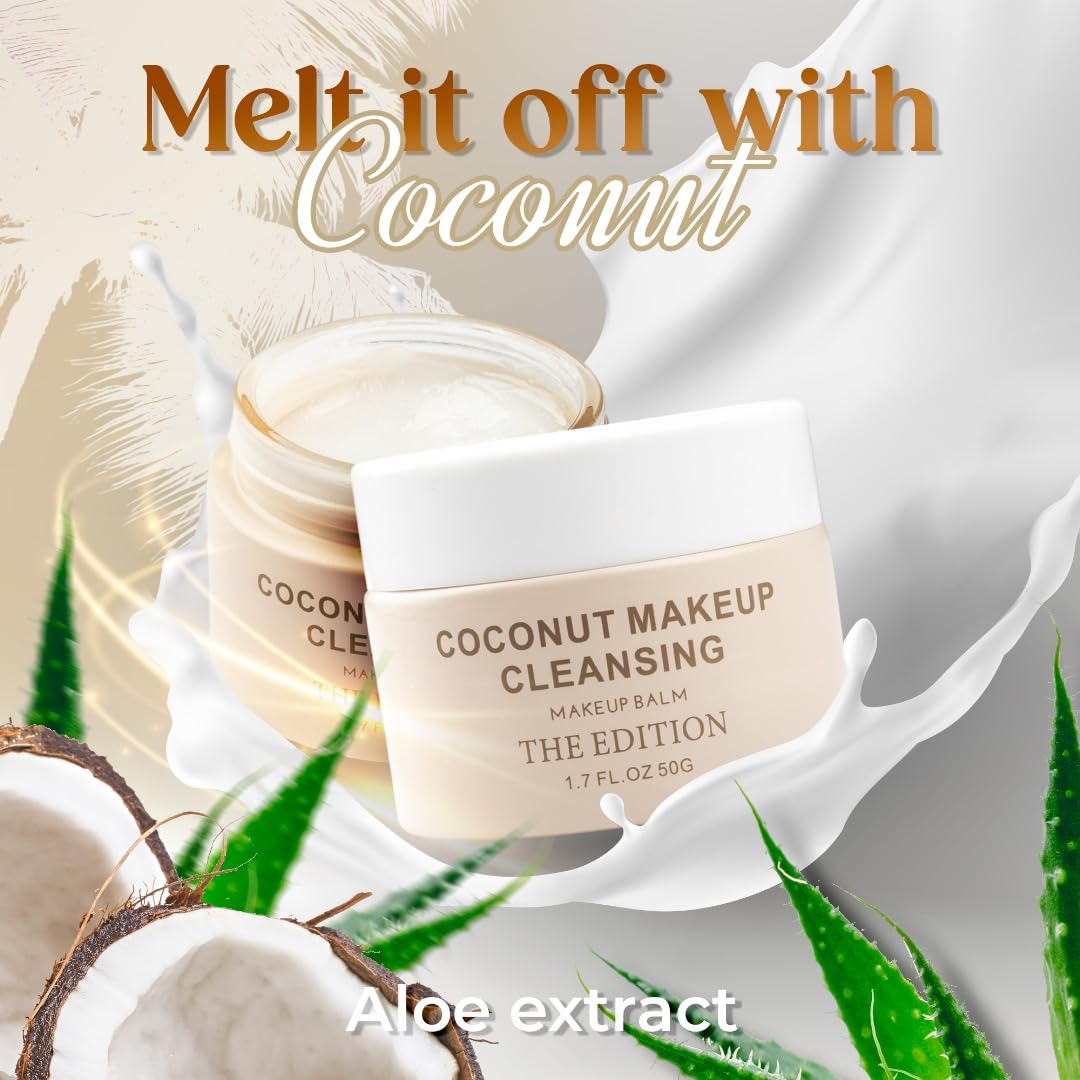 The Edition Coconut Balm Makeup Remover & Cleansing Balm – Gentle Face & Eye Makeup Cleanser for Waterproof Makeup, Hydrating Skincare for All Skin Types, 50g