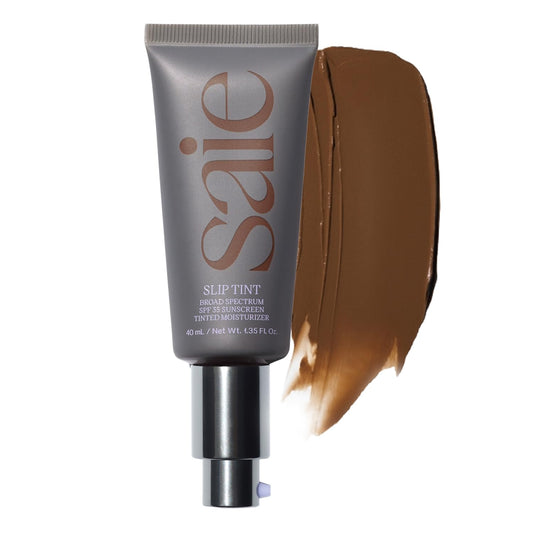 Saie Slip Tint Tinted Moisturizer with SPF 35 - Light Coverage, Glowy Skin Tint & Mineral Sunscreen for Face with Hydrating Hyaluronic Acid - Summer Makeup Essential - Shade Ten (1.35 oz)