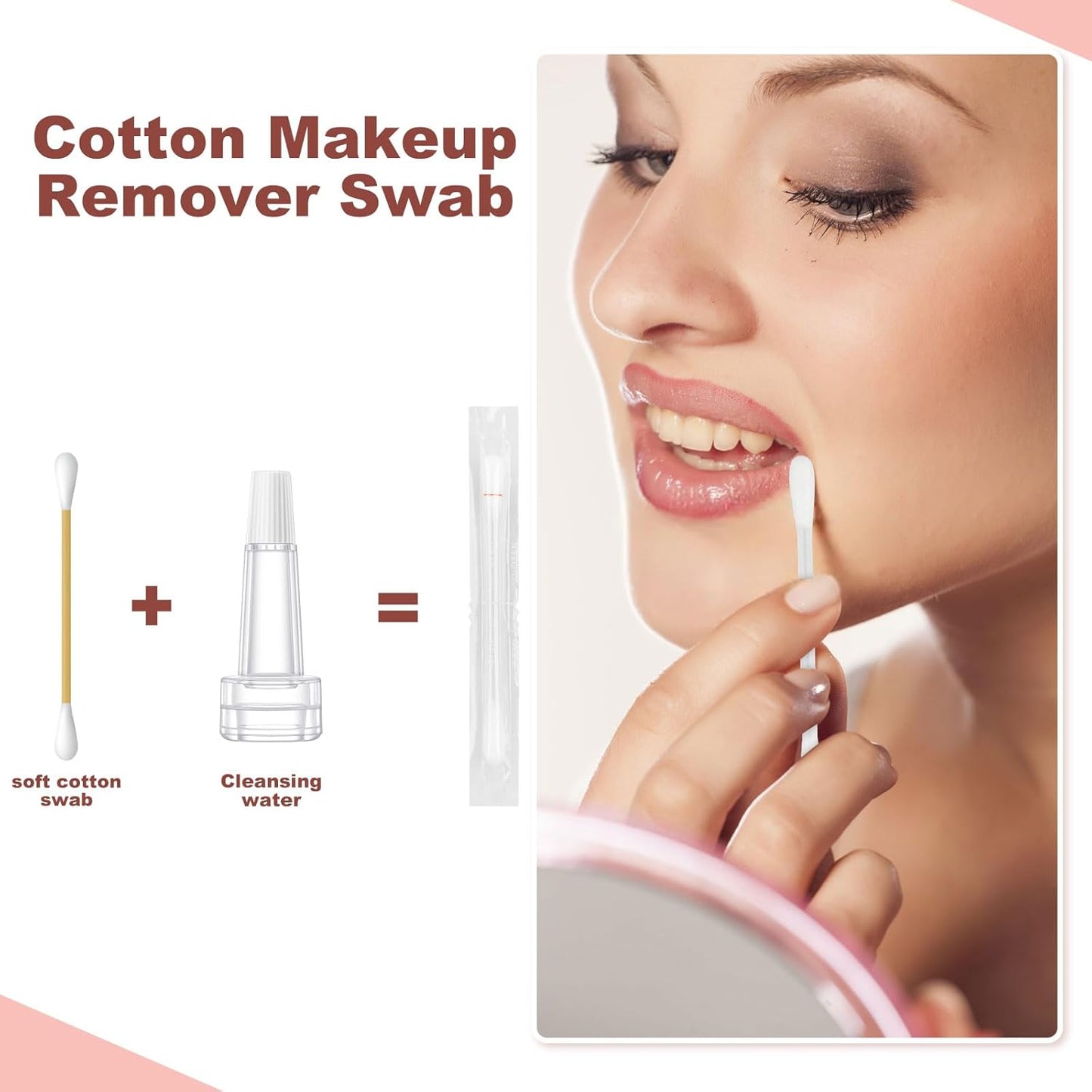 Cotton Swabs,Cotton Makeup Remover Swabs,Eye & Lip Sticks Remover,Liquid-Filled Makeup Remover Swabs Disposable Cotton Swabs for Eye/Lip/Eyebrow/Eyelash Makeup (Pack of 300)