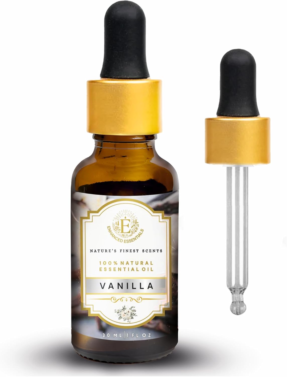 Luxurious Vanilla Essential Oil by Enhanced Essentials|with Glass Dropper|Concentrated Essential Oil for Diffusers,Skin Care,Aromatherapy,Bath,Massage,Perfume,Soap & Candle Making| 1 fl oz (30 ml)