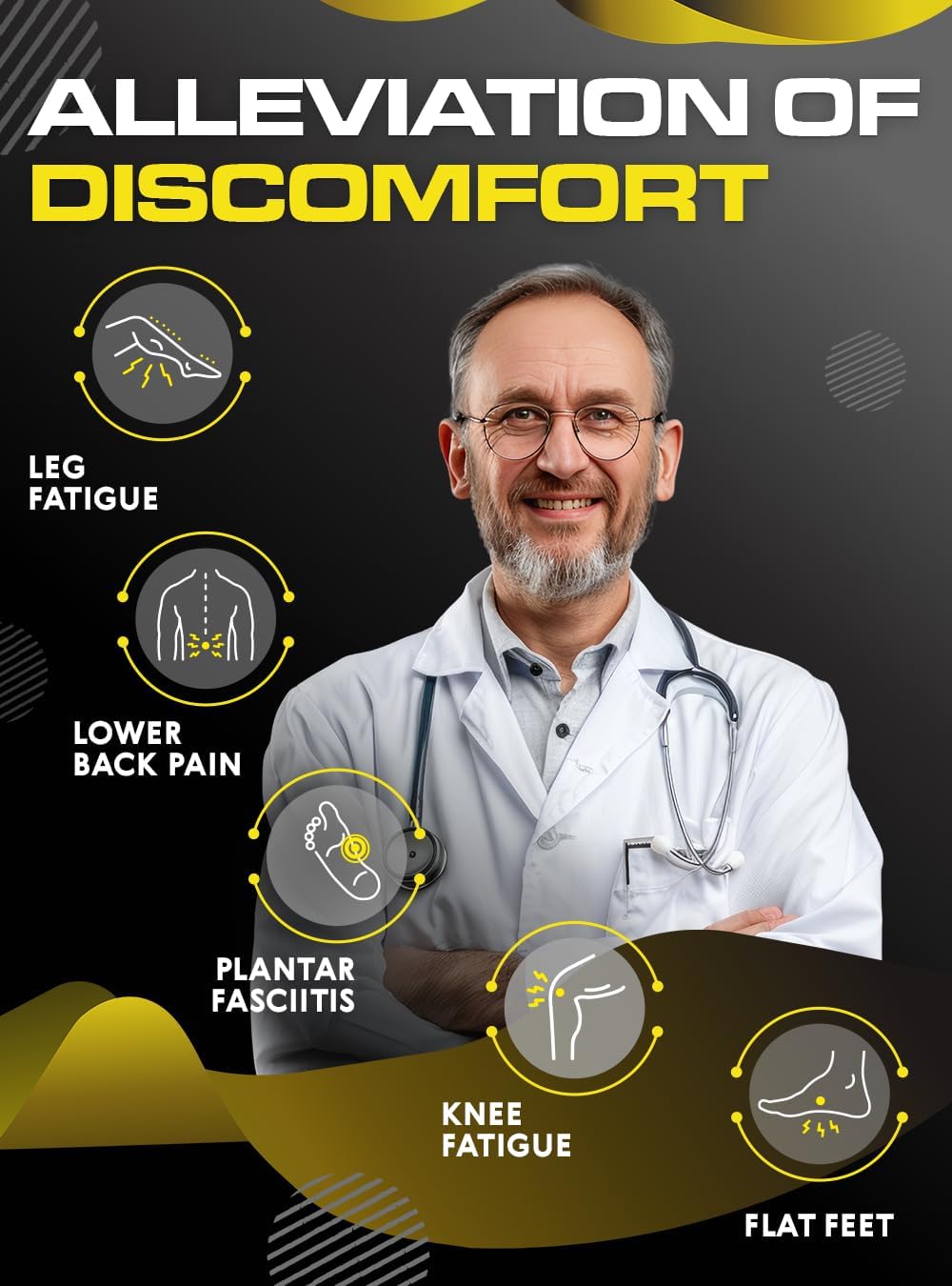 2 Packs of (New) Work Orthotic Insoles - Anti Fatigue Medium Arch Support Shoe Insert Men Women - Plantar Fasciitis Flat Feet - Relieve Foot Pain - Work Boot Insoles Standing All Day (Gray, M)