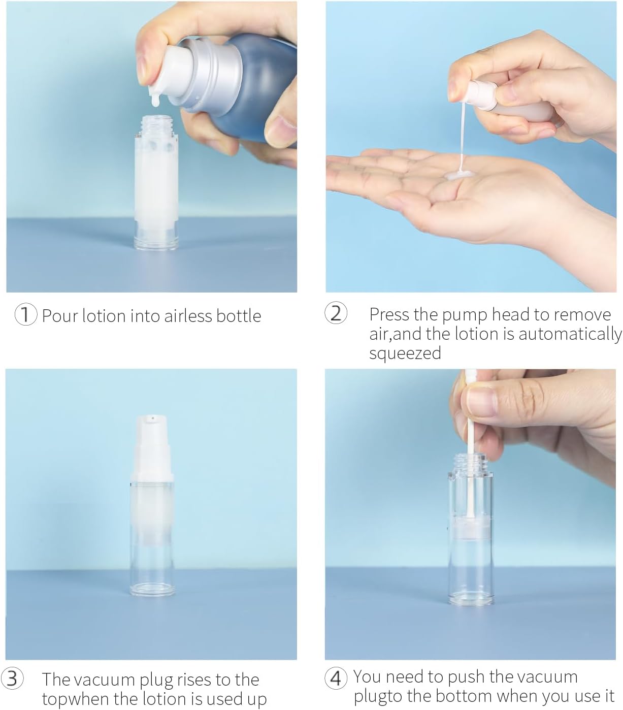 6 Pack 0.17 oz Plastic Empty Airless Pump Bottles Travel Size Refillable Leakproof Containers for Skincare Cosmetics Toiletries TSA Approved