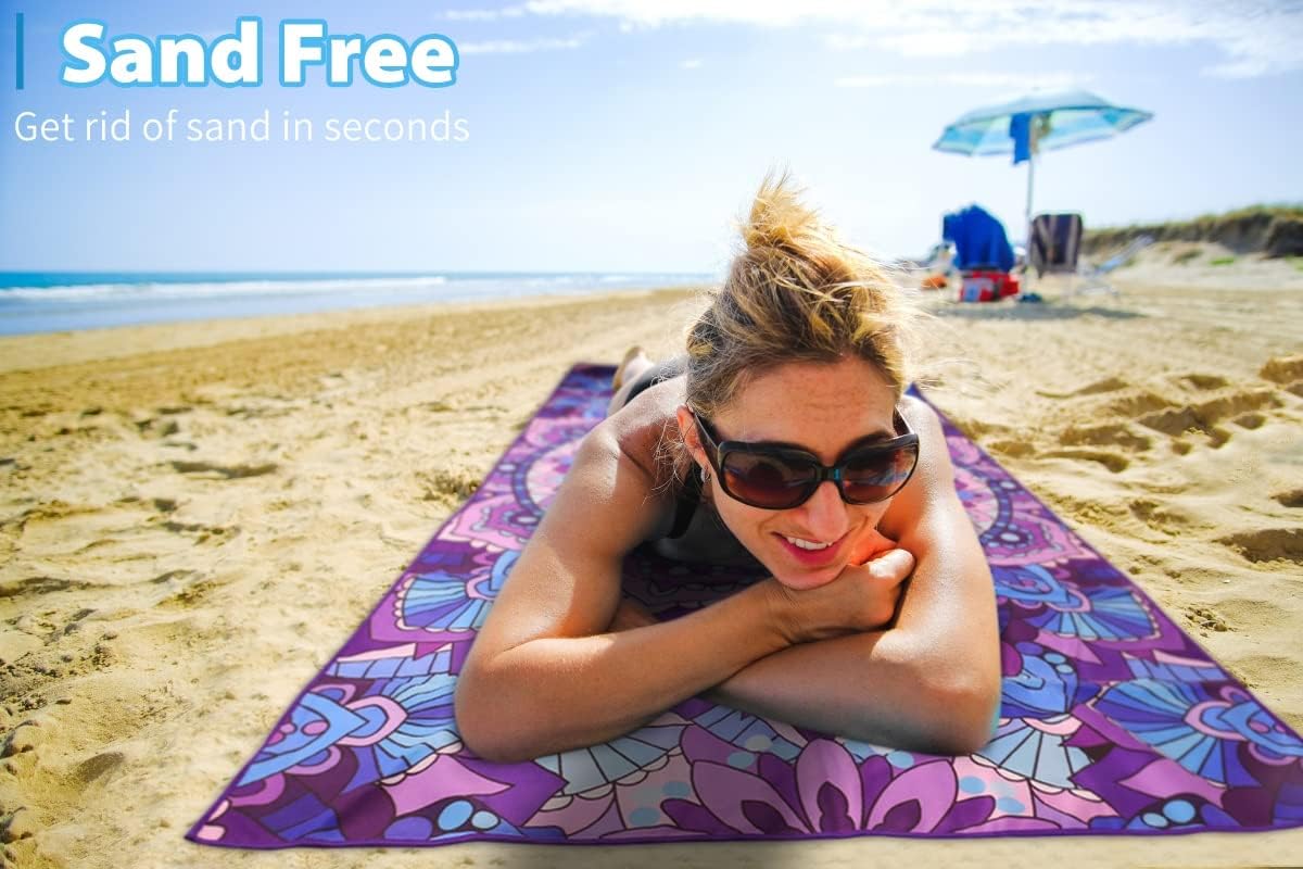 4 Pack Microfiber Oversized Lightweight Beach Towel 71"x32" XL Extra Large Thin Sand Free Towels Travel Swim Pool Yoga Gym Camping for Adults Women Men Beach Essentials Accessories Vacation Gift