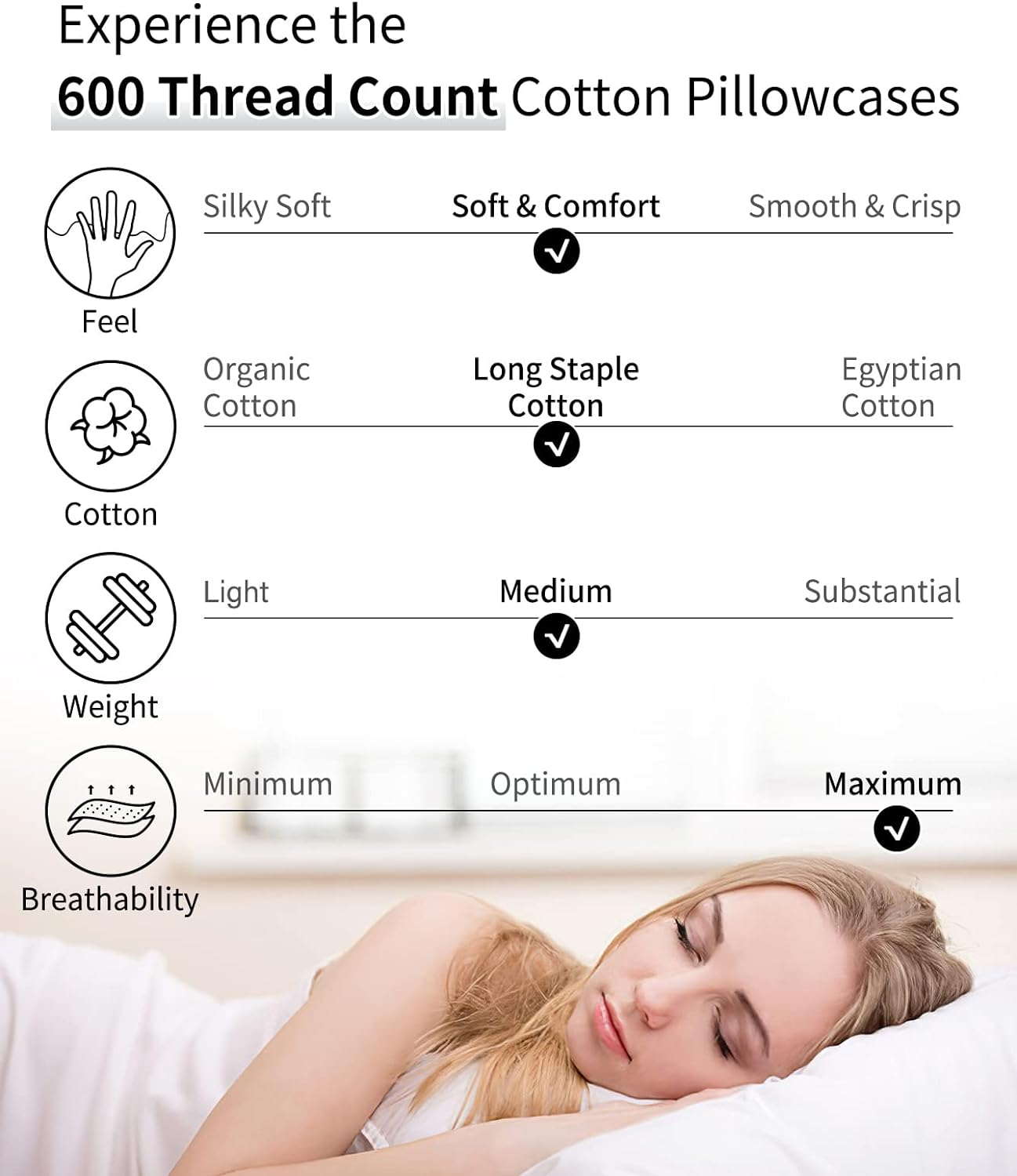 Warmstar Cotton Pillow Cases King Size Set of 2, 600 Thread Count Pillowcases 20x36 Inches, Soft Long Staple Cotton Pillowcases Breathable with Envelope Closure,Grey