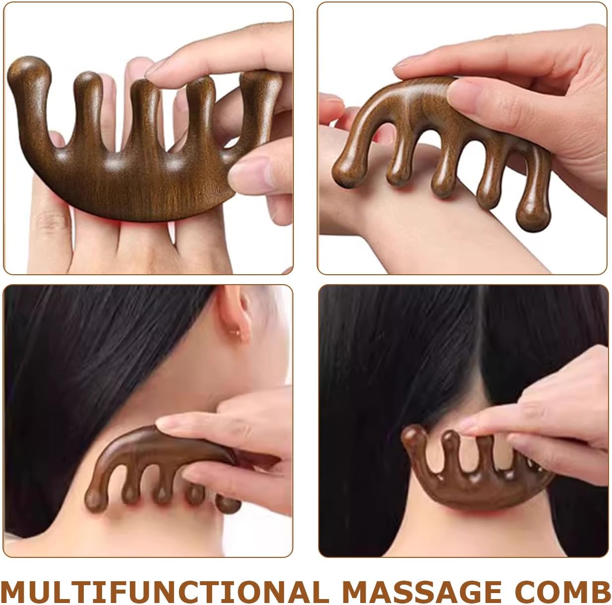 Wooden Scalp Massager Hair Growth - 100% Sandalwood Handmade Wide Tooth comb Comb, Head Massager Scalp and Acupoint Massage, Promote Blood Circulation