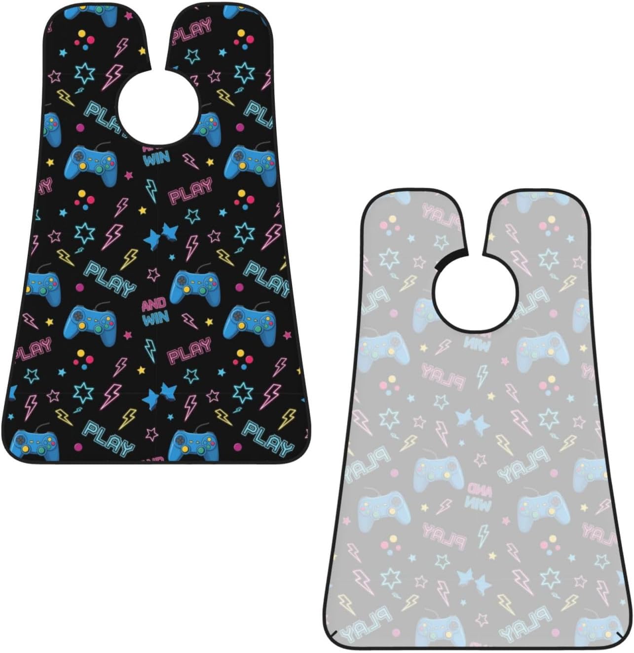 No-Slip Shaving Bib, Beard Grooming Apron with Strong Suction Cups, Video Gamers Video Game Blue