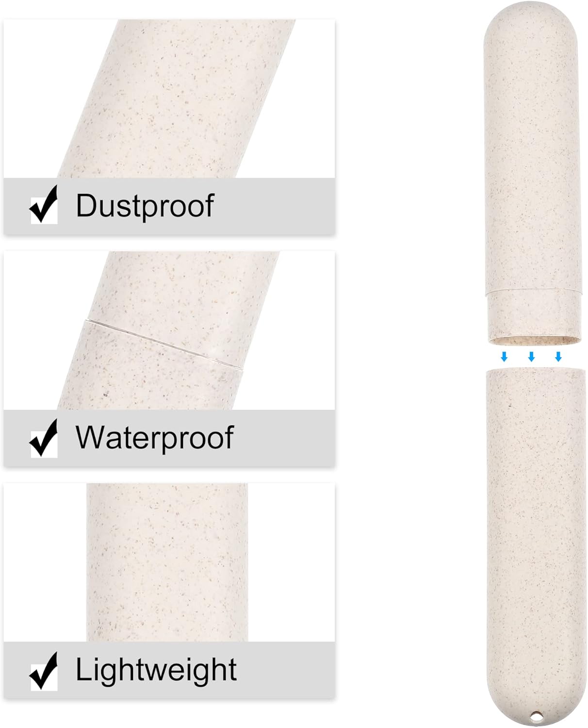 VOCOSTE 1pcs, Traveling Toothbrush Holders Case, PP Toothbrush Case for Travel Business, Beige, 8.07''x1.22''x0.83''