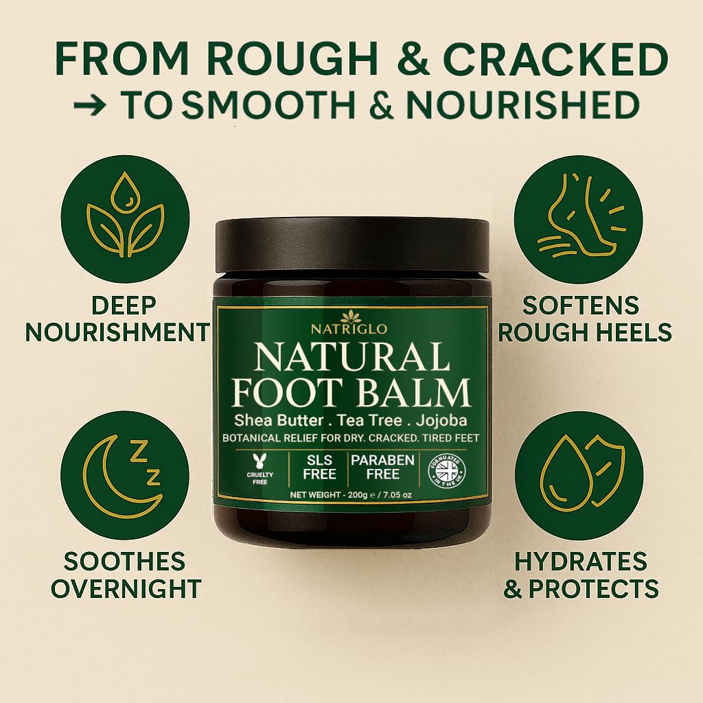 Organic Tea Tree oil Foot Cream for Dry Cracked Heels and Feet, Cracked Heel Repair for Athletes - Foot Cream & Natural Heel Balm for Dry Cracked Feet - Heel Rescue Foot Cream 7.05oz