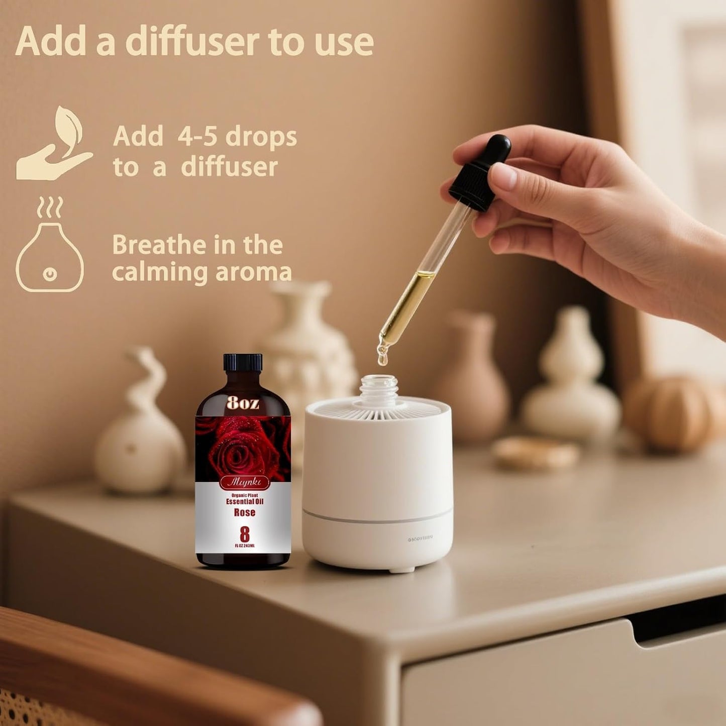 Rose Fragrance Oil-Rose Essential Oil 8.33oz (250ml)-100% Pure Natural Scent for Diffusers, Candles, Soap Making & Aromatherapy-Relaxing Home & Gift Essential Oil for Bath, Massage