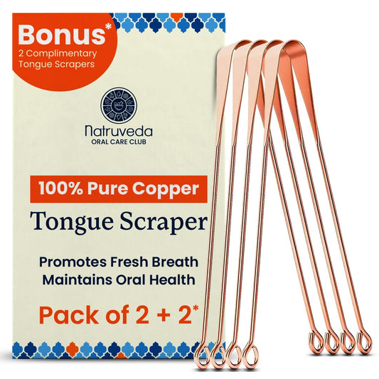 Copper Tongue Scraper - Metal Oral Hygiene Tool for Kids, Reusable Mouth Scraper & Cleaner, Premium Copper Design, Fresher Breath & Debris Removal, Travel-Friendly, USA-Based Seller - 4-PACK