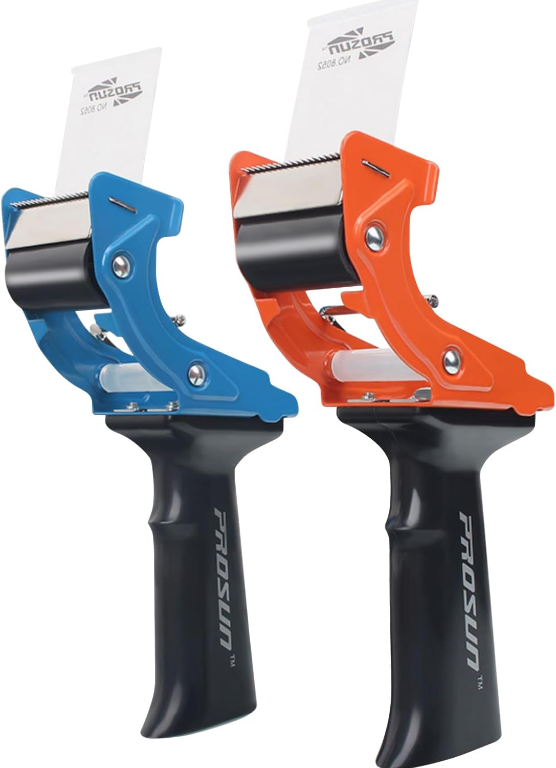 Heavy Duty Metal Packing Tape Dispensers Gun:2-inch Wide Tape Dispenser, 2 Pack(2" Blue + 2" Orange)