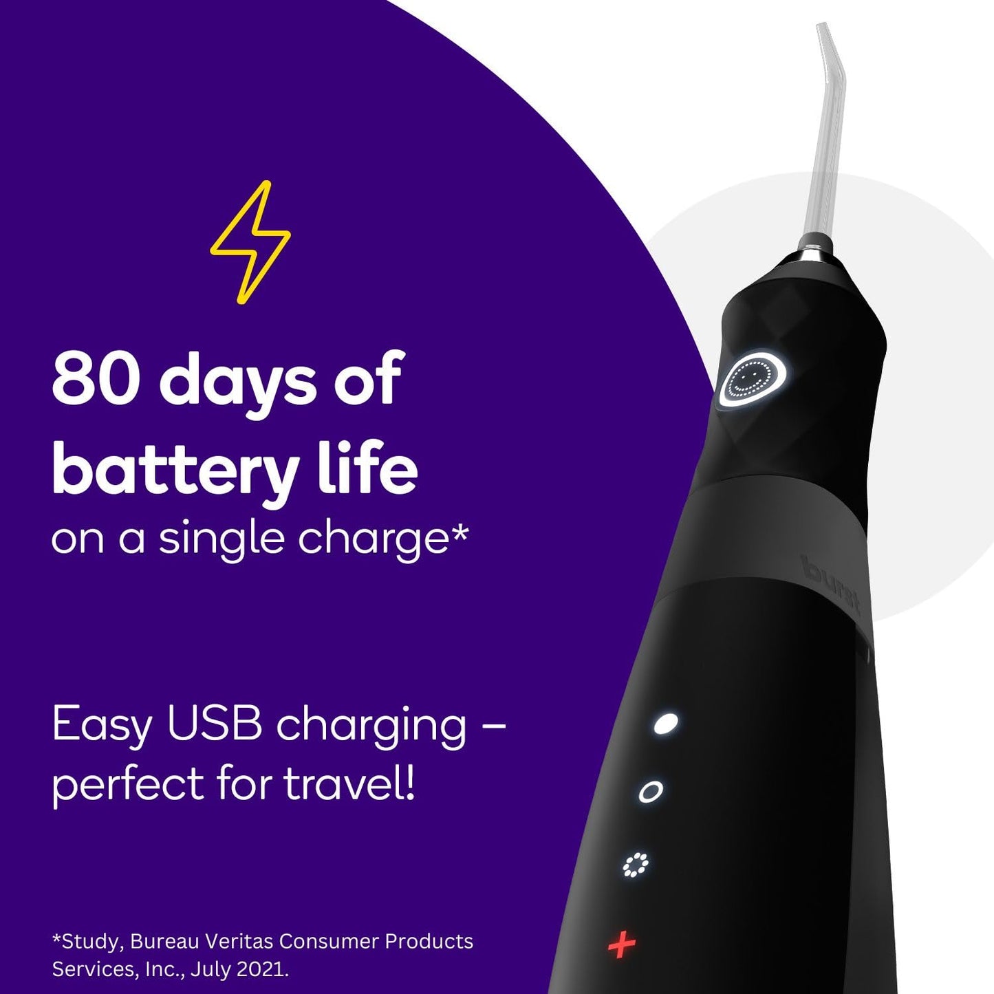 Burst Electric Water Flosser for Teeth Cleaning (3 Modes/Rose Gold) | Cordless | Plaque Removal Between Braces & Dental Work | Portable Floss | Refillable 110mL Tank