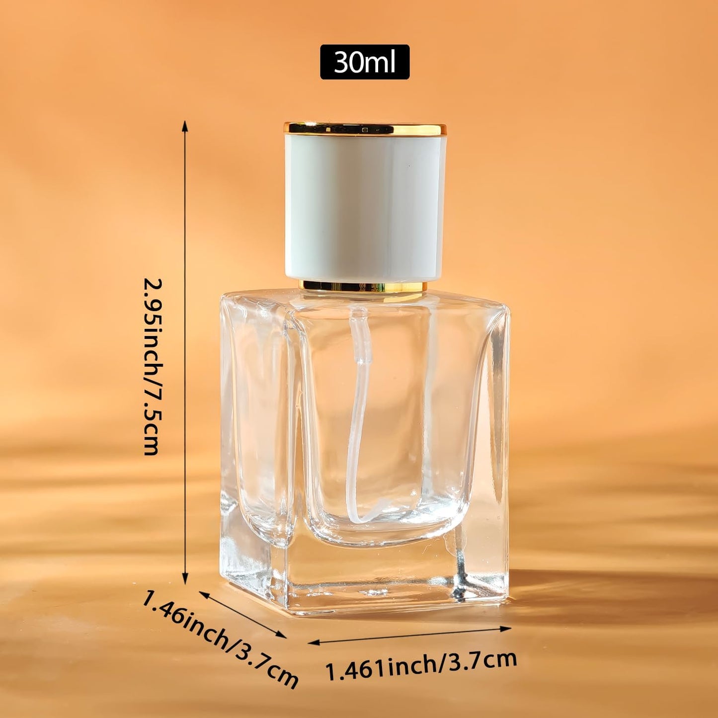 2 Pack 30ml/1 Oz Glass Spray Bottle Perfume Atomizer,Empty Travel Refillable Perfume Spray Bottle with 3 Kinds of Dispenser (White Cap, 30ml)