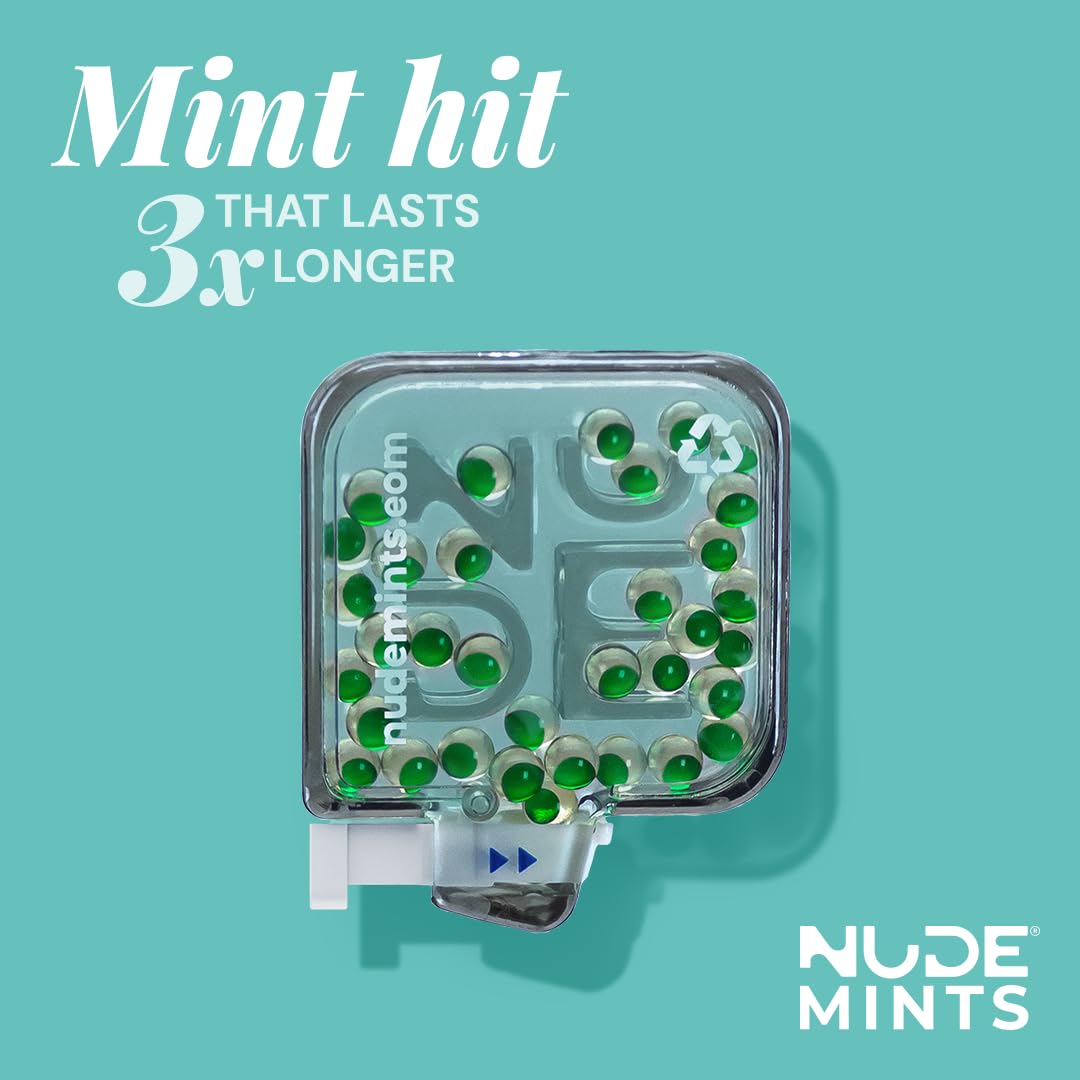 NUDE MINTS | Dual Action Liquid Capsules | Mouth Watering Mint - Lasts 3X Longer - 3X Stronger - Extreme Bad Breath Treatment For Adults - Sugar Free, 0 Calorie - Spearmint - 10 Pack - 300 Capsules